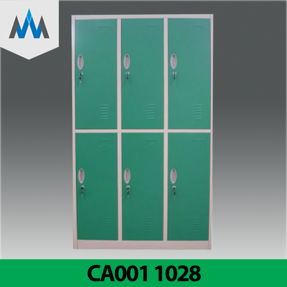 Factory Worker Use 6 Doors Steel Locker Green Color Changing Room