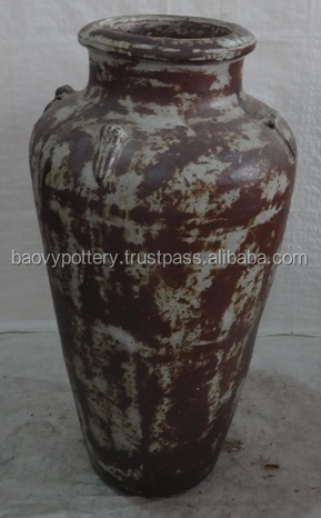 Viet Nam Rustic glazed Outdoor Pots, Tall and Round Pots
