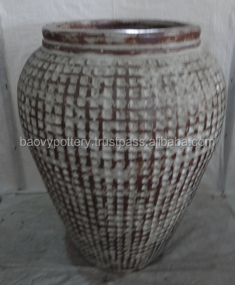 Viet Nam Rustic glazed Outdoor Pots, Tall and Round Pots