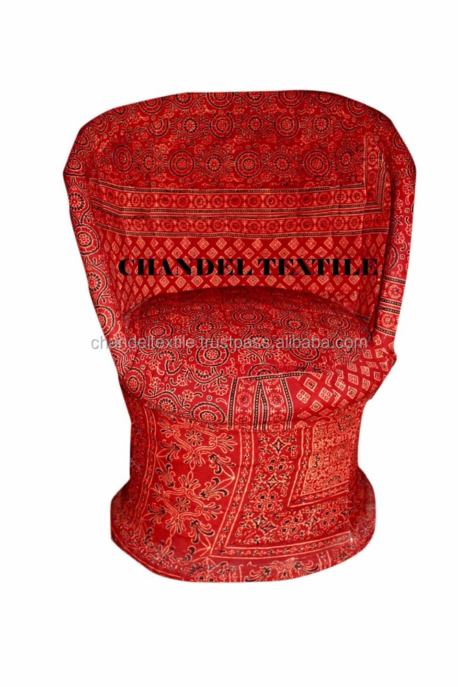 Indian Printed Kantha Work Hand Embroidered Vintage Chairs Bamboo