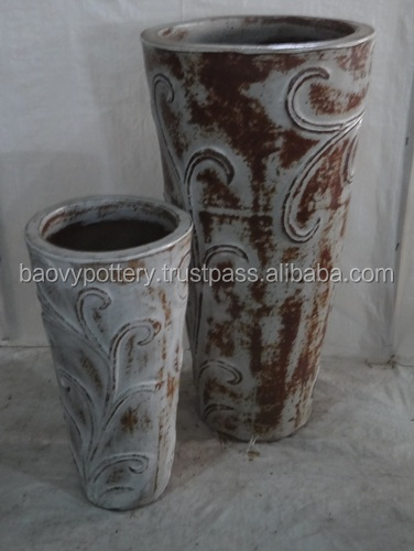 Viet Nam Rustic glazed Outdoor Pots, Tall and Round Pots