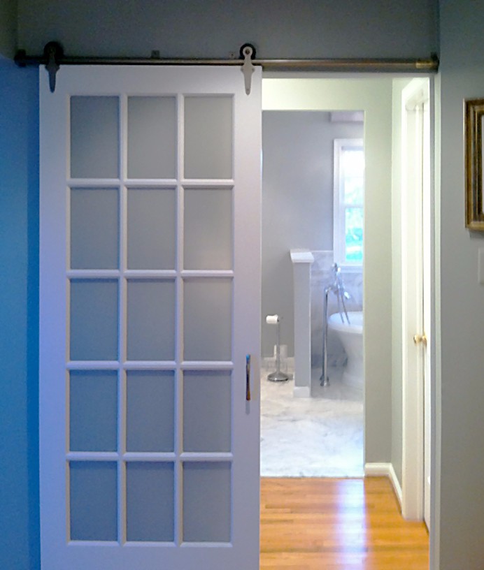 Modern Style Unfinished 15 lite Glazed Interior Wood Barn Door Slab With Sliding Hardware