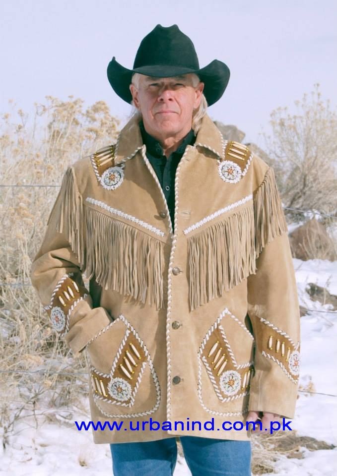 Womens Western Jacket Cream Suede Leather Fringe Native American Style Cowboy
