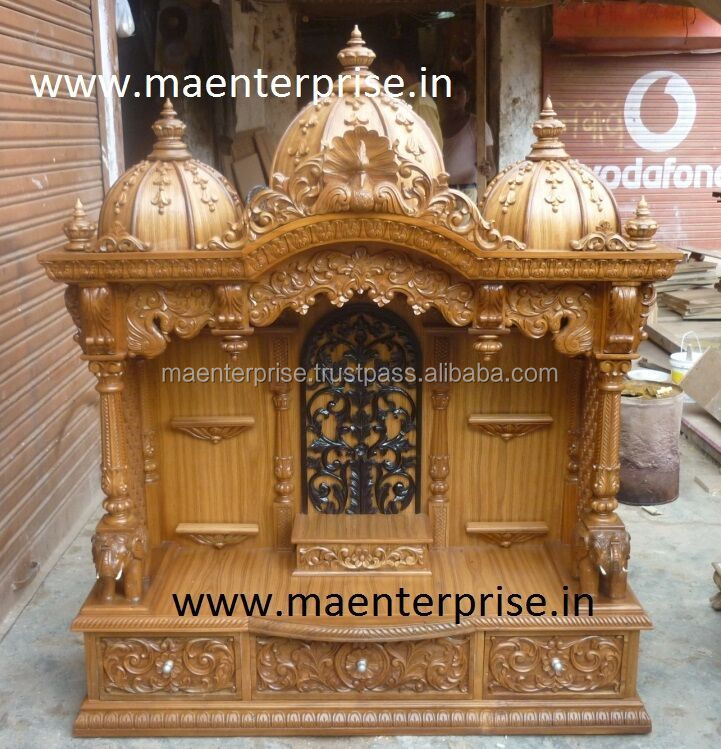 Wooden Mandir For Home Puja Made From Ghana Teak Wood