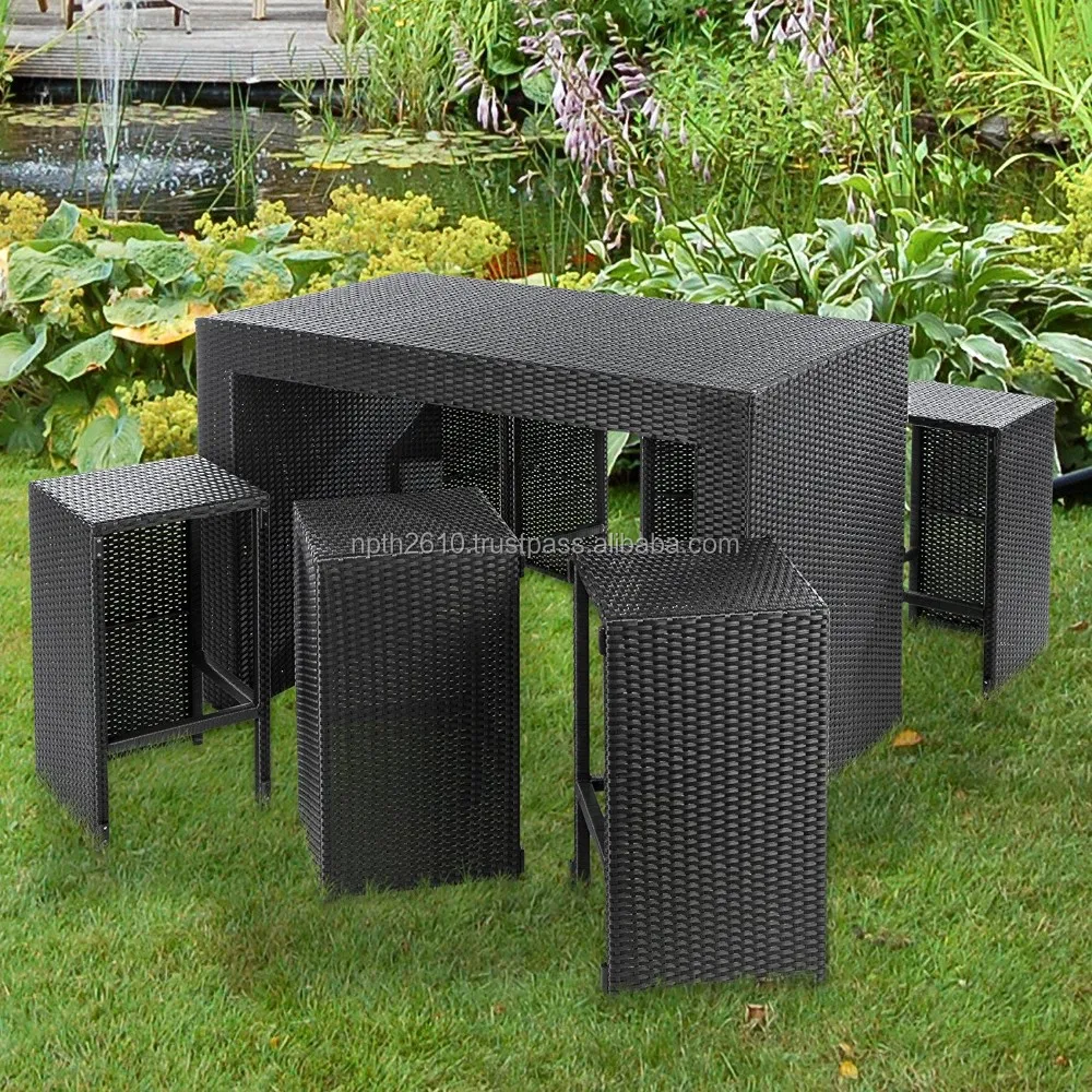 Poly rattan garden outdoor furniture multi funtion bar set and day bed