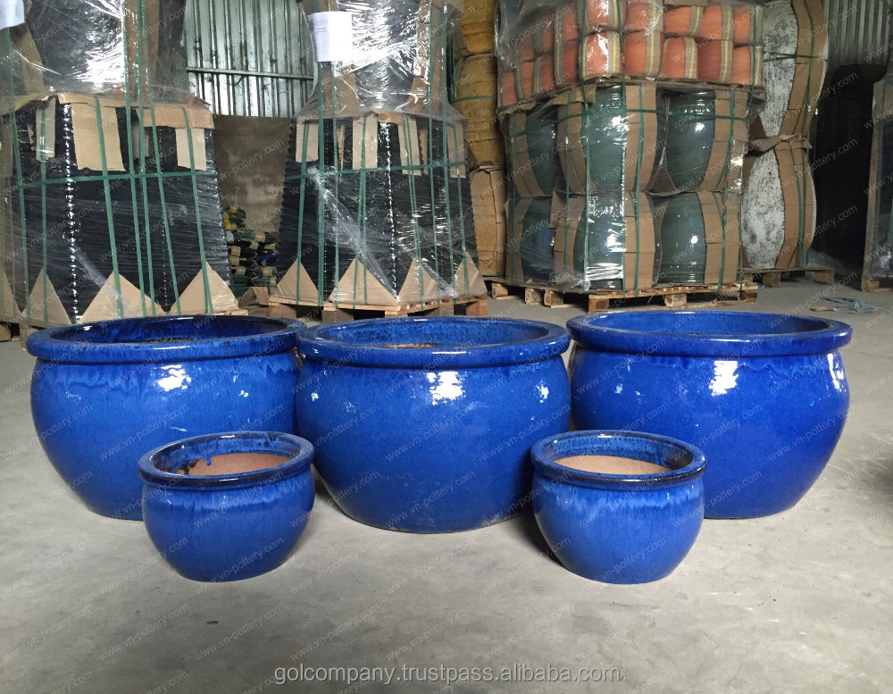 Whole Blue Glazed Planters Large Pots Outdoor