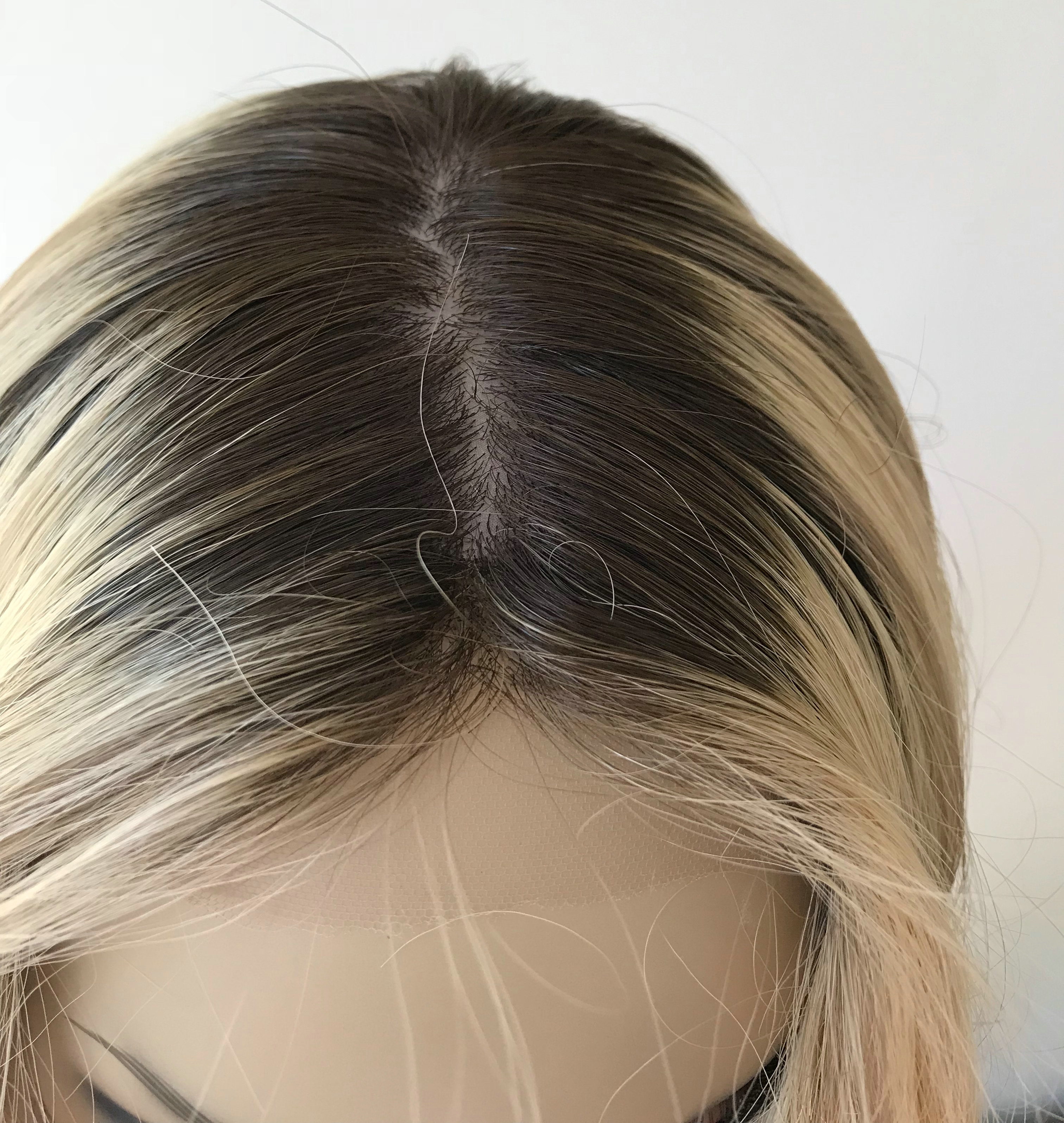 Top Quality Custom Wig Silk Top Invisible Knots Brazilian Virgin Hair Brown Roots Blonde 360 Lace Front Wig