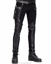 MENS BLACK LEATHER HEAVY DUTY BONDAGE PANTS JEANS BLUF GAY TROUSER