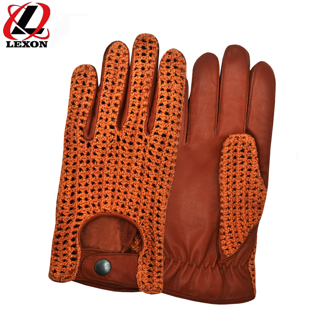 MEN/'S REAL LAMBSKIN SHEEP MESH LEATHER DRIVING POLICE FASHION DRESS GLOVES