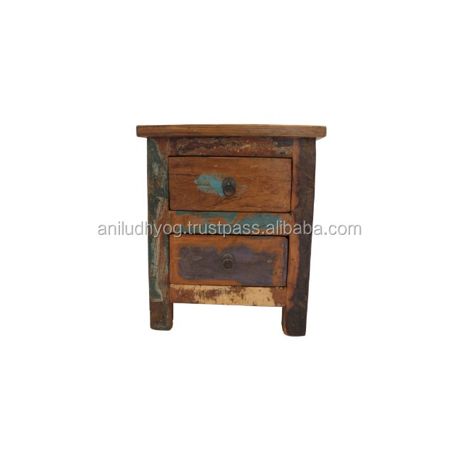 Reclaimed Teak Wood Bedside Table Two Drawers Buy Reclaimed Teak