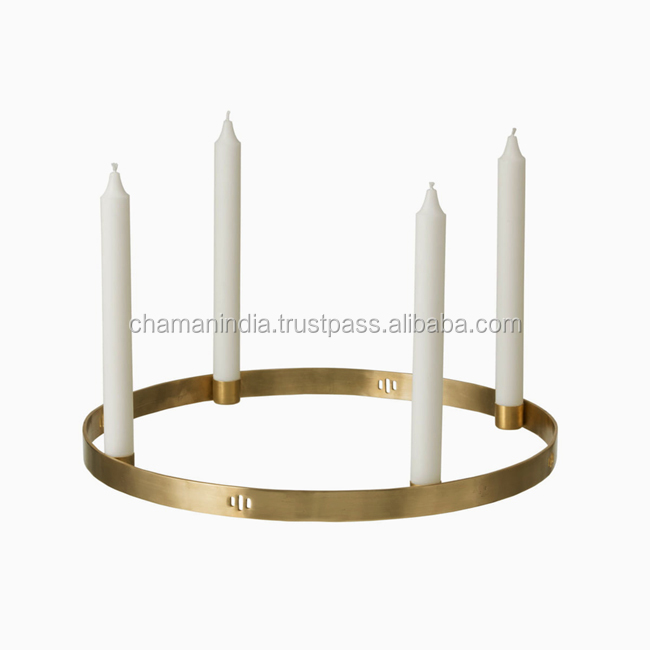 Corona De Adviento Plateada De Aluminio - 28 Cm, Con Porta Velas Para 4 Velas, Decoración Navideña Moderna