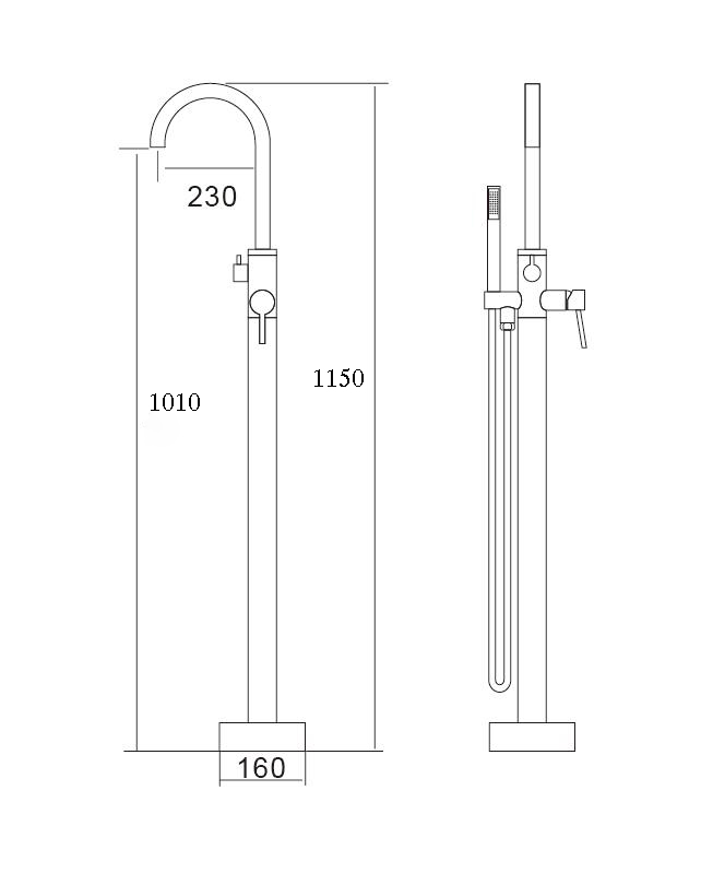 Free Standing Bathtub Filler Mixer Classic Faucet With Shower Freestanding Bath Tub Floor Fitting Brass Headset