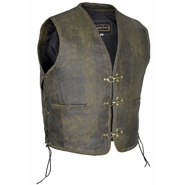 Leather-Gilet-Aquila in Rilievo Biker-Gilet-MOTO-MOTO Gilet in Pelle