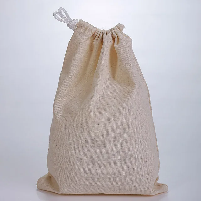 Promotional  canvas shoulder bag Plain Recycle Printed Custom cotton gift bag backpack drawstring sports bag