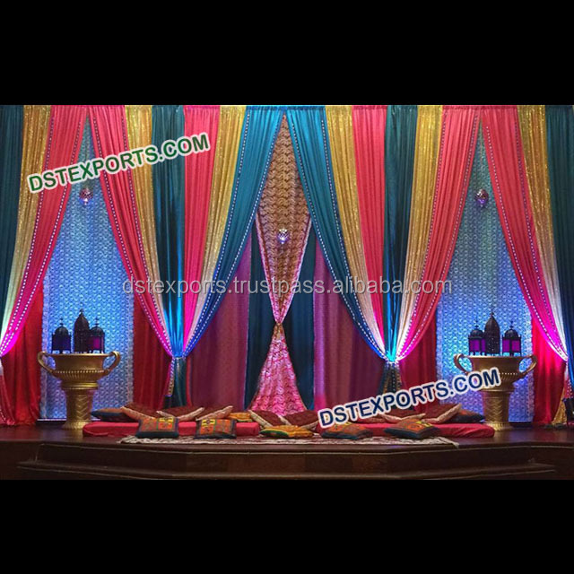 Beautiful Wedding Decoration Stage Backdrop Colorful Wedding Pleated Backdrop Curtain Stylish Mehndi Stage Backdrops Curtains Buy Sequin Backdrop Wedding Backdrops Fabric Backdrop Product On Alibaba Com