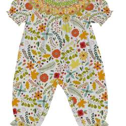 Queda geométrica floral smocked bispo da bolha para a menina 2019