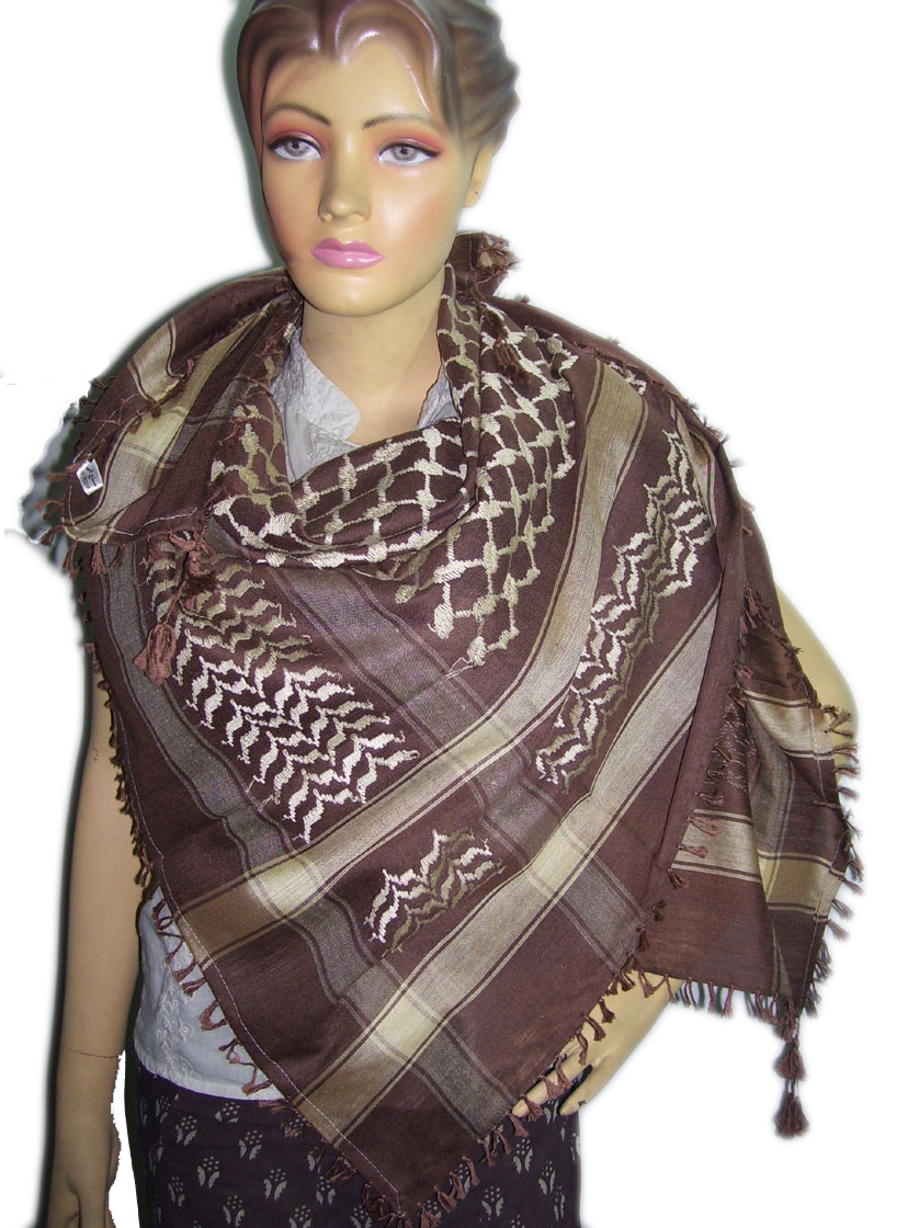 叶子设计粘胶阿拉伯头巾约旦keffiyeh