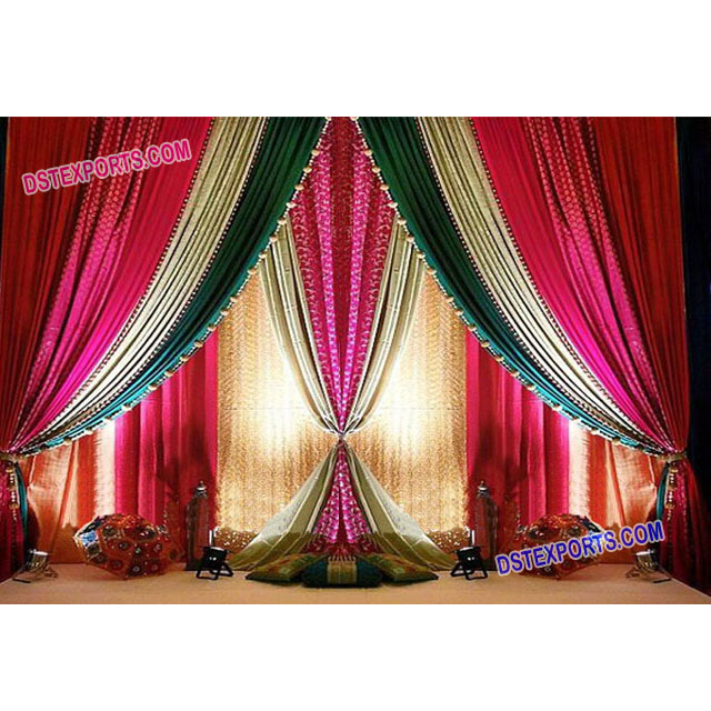 Asian Wedding Stage Backdrop Curtains Indian Wedding Colourful