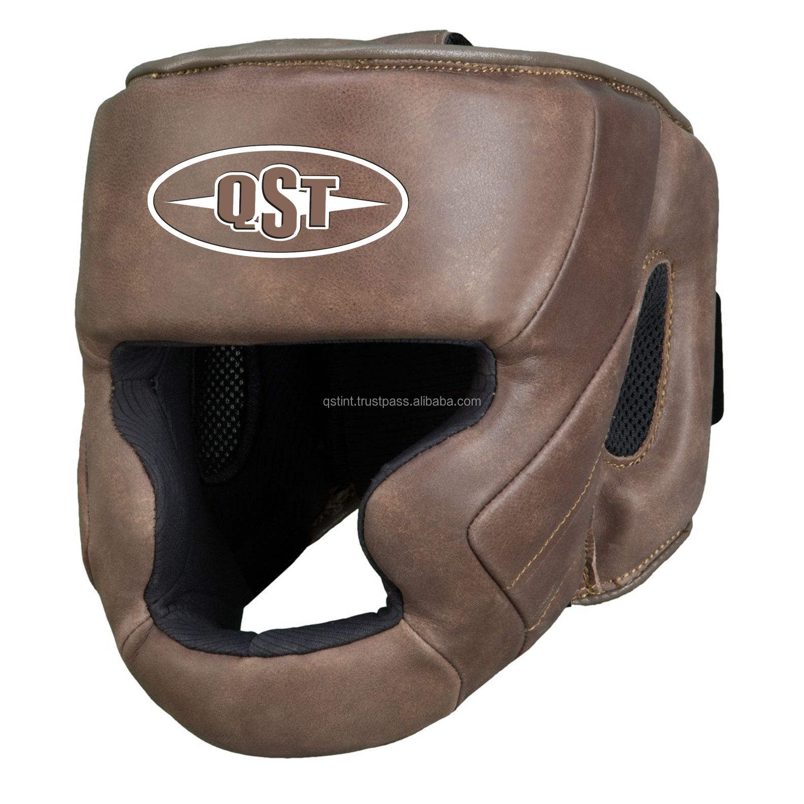 新到货pro风格拳击头盔用真正的老式皮革头盔