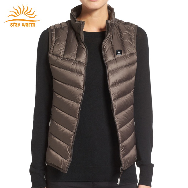 Fashion lightweight heated down vest usb heated apparel
