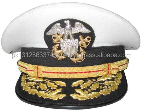 Adult fancy Dress White Yacht Boat Captain Hat Navy Cap Sailor Costume Satin Hat