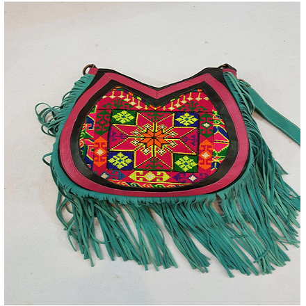 Bhawana Handicrafts Turquoise Handmade Banjara Clutch Hand Embroidered Tribal Purse Mirror Work Ethnic Shoulder Bag