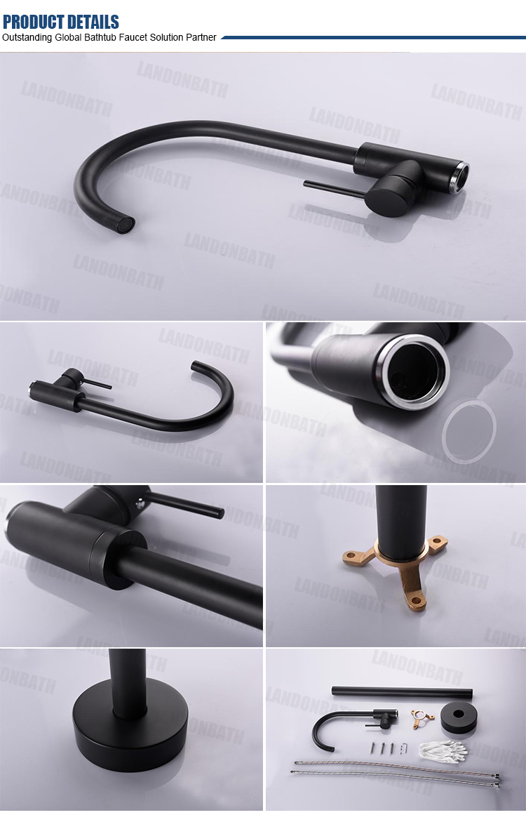 European Electroplated Matte Black Stand Mixer Bath Bathroom Watermark Floor Standing Tapware Design Alone Free Shower Faucet