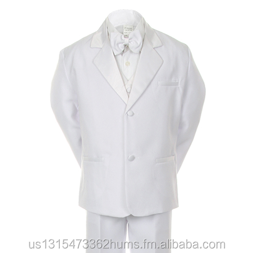 New Boys Baby Infant Teen Wedding Communion Formal Bowtie Tuxedo Suit S-20 WHITE