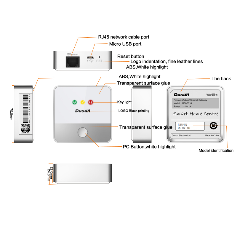 DUSUN Smart Home Co<i></i>ntrol Co<i></i>nnection zigbee hub