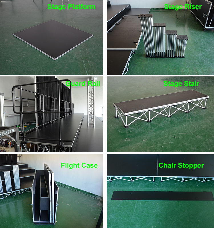 16ft x 16ft Outdoor Event Portable Stage With Black Stage Platform