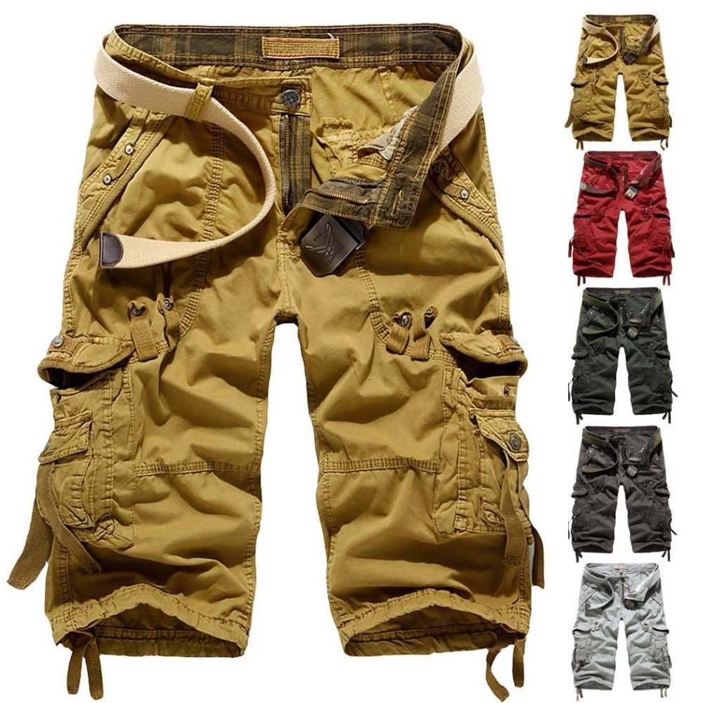 Mens Casual Pants Camo Shorts Army Camouflage Military Combat Cargo Cotton Short