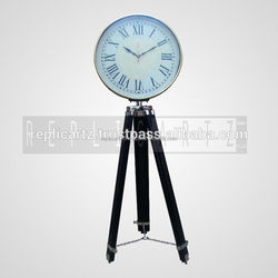 High Quality Nautical Clock With Wooden Tripod Floor Clocks