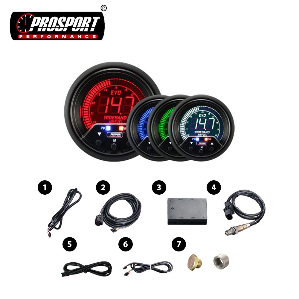 Prosport 52mm Evo combustible de los automóviles Manómetro Bar Rojo Azul Lcd Pantalla Digital