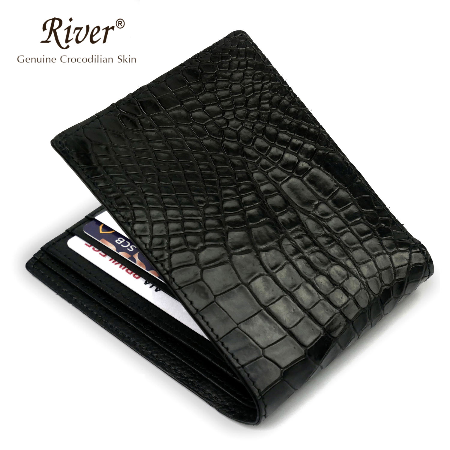 PELGIO Genuine Crocodile Alligator Belly Skin Leather Slim Passport Holder Wallet