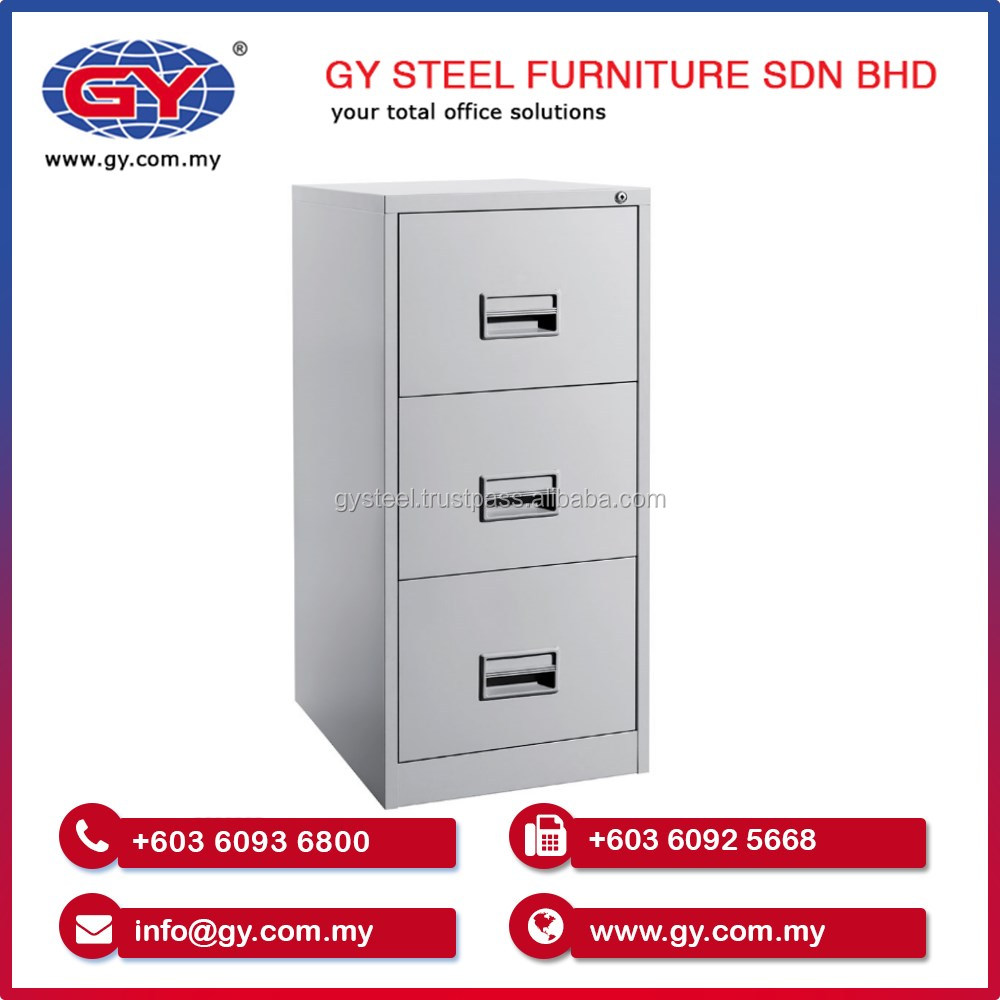 3 Drawer Office File Storage Cabinet Rack With Plastic Recess Handle