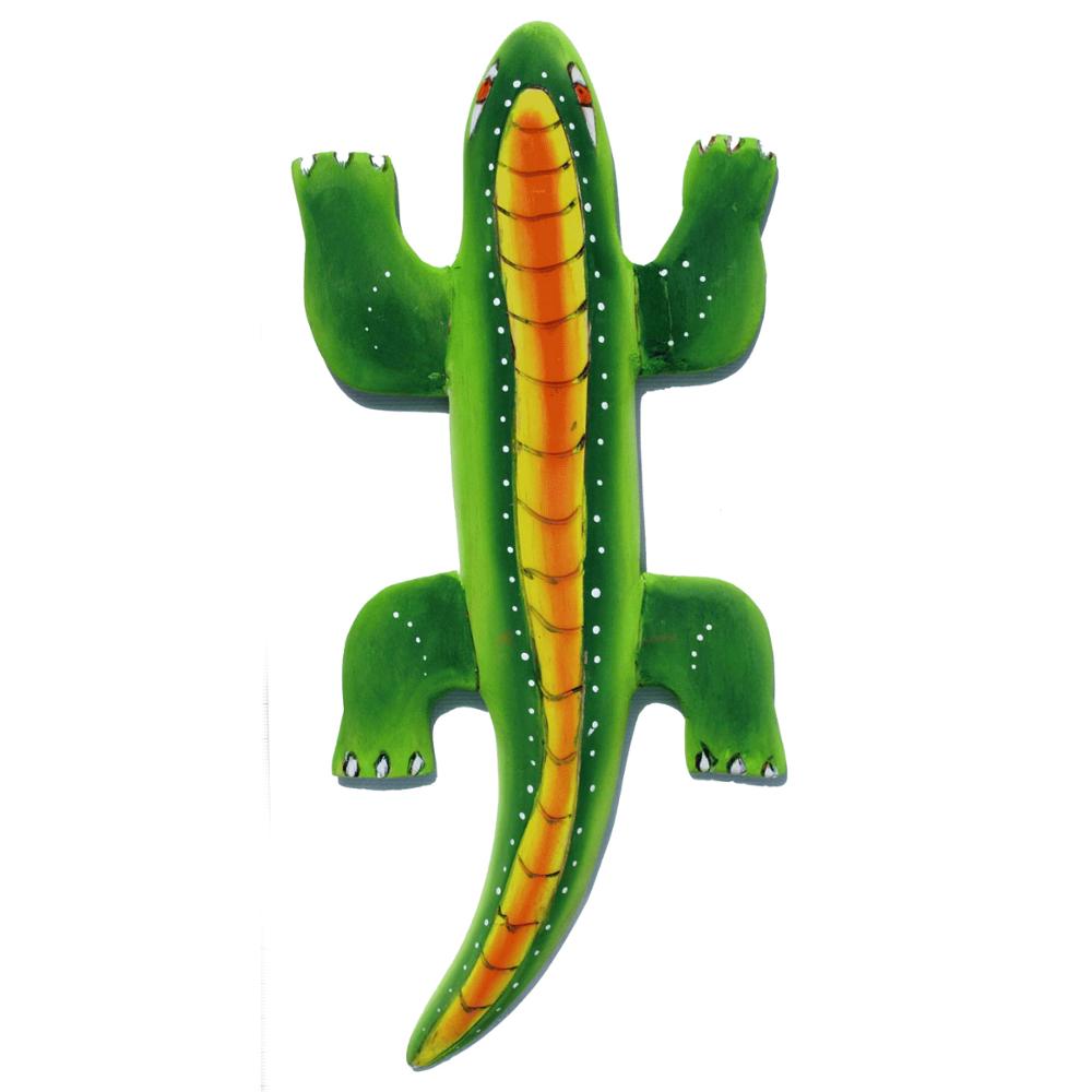 Colorful Woodcarving Crocodile Figurine Unique Amazon Rainforest