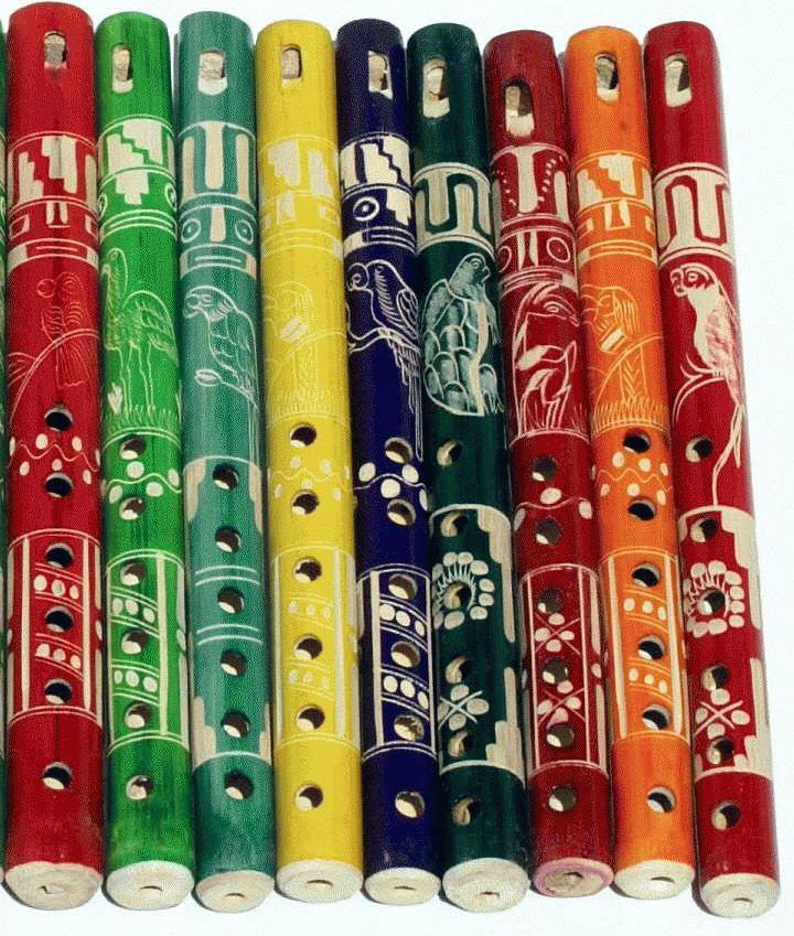 Бамбуковые канавки, цветные с этническим латиноамериканским индийским орнаментом, деревянные канавки для продажи