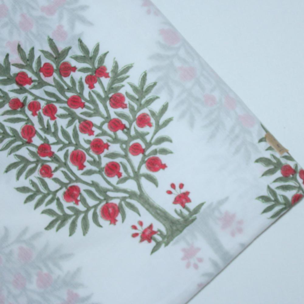 Pomegranate Tree Block Printed Fabric Natural Hand Dyed Un- Stitched Wholesale Pure Cotton Fabric