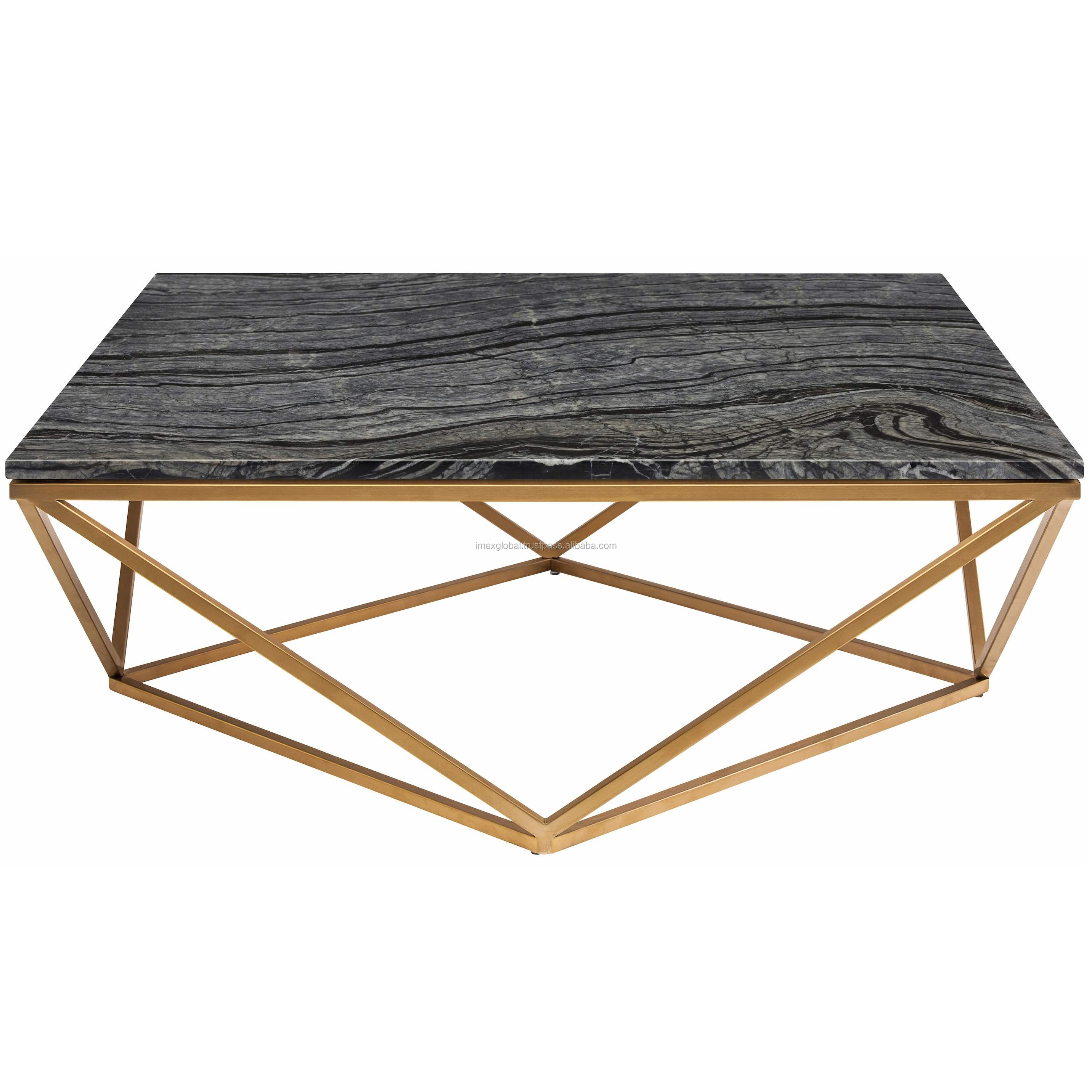 卧室绿色大理石圆形金属茶几