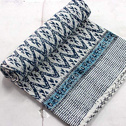 Индийское одеяло kantha с принтом икат плед ручной печати Постельное белье Покрывало ручной работы из хлопка gudri декоративное одеяло raily