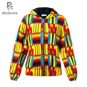 Wholesale Customized African Kitenge Designs Ladies Hoodie Jacket Unisex Kente Fashion Top