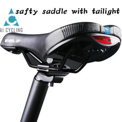 Bicycle Saddle with Tail Light Thicken Widen MTB Bike Saddles Soft Hollow Cycling Bicycle Saddle