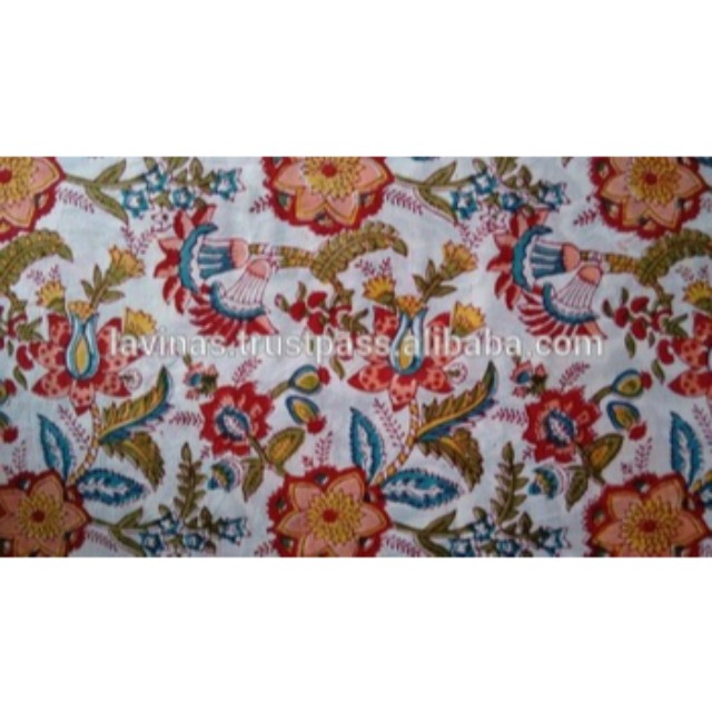 Indian Sanganeri Hand Block Printed Cotton Floral Sewing Craft Fabric 1 Yard