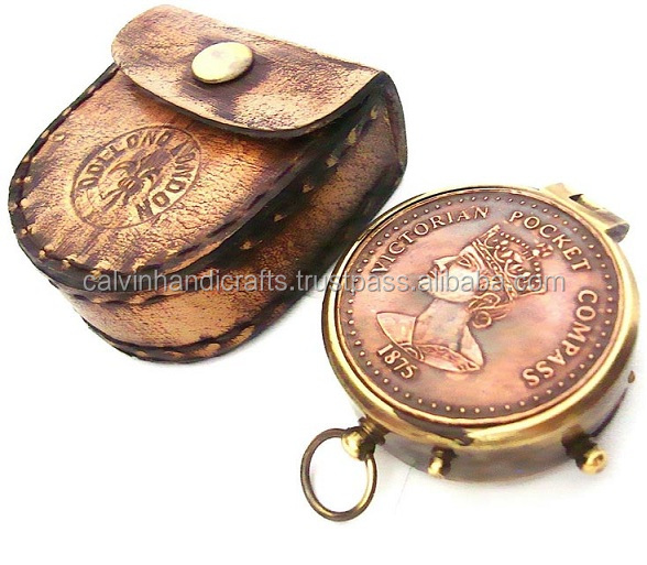 Pocket Comp Victorian 1875 Antique Solid Br Victorian Pocket Comp 1875