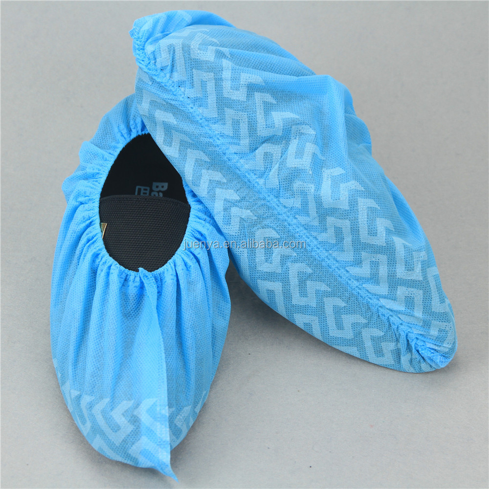 高级一次性无纺布鞋套,带印花pp防滑靴盖防水耐用弹性防滑脚套xl