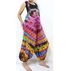 thai HIPPIE BOHO tie dye knot rayon summer maxi romper long jumpsuit pants