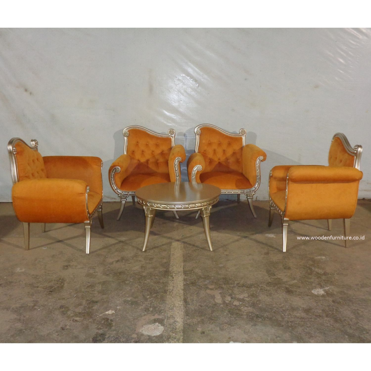 Antique Living Room Furniture Sofa Set with Coffee Table