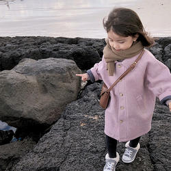 New Korean Style 3-8 Years Old Woolen Warm Coat Girls Children Coat Cute Trench Coat for Kids Girl Winter/Fall Wear