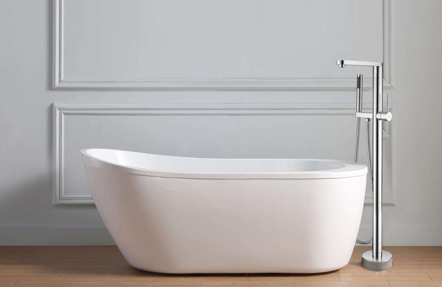 Floor Standing Shower Faucet Mounted Self Bathtub System With Tub Spout Stand Alone Bath Faucets Single Lever Bathroom Rain