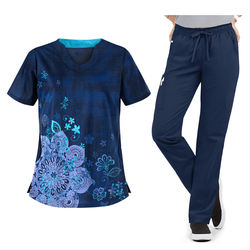 Printed Medical Nursing Scrub Set / Cheap price Printed Scrub Set